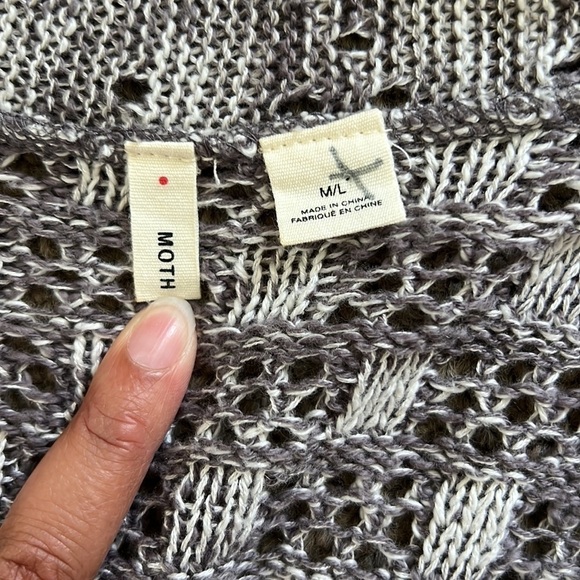 Anthropology Moth Gray Lavena Sweater Vest Pointelle Open front - Picture 6 of 7